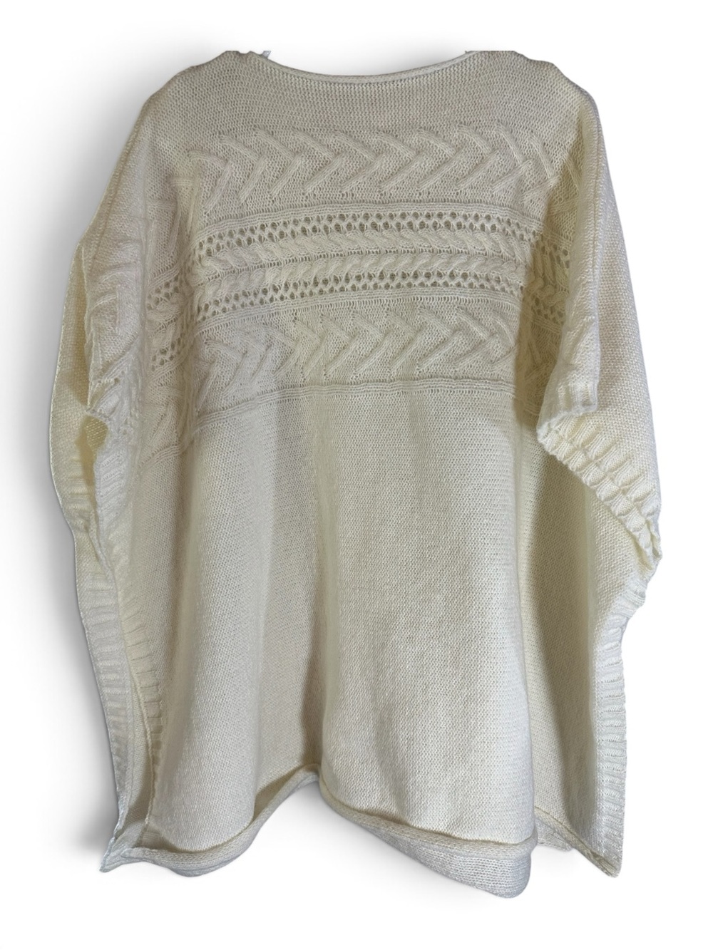 LC Lauren Conrad Cream Cable-Detail Poncho Sweater